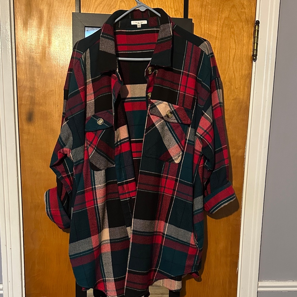 Maurices Red and Black Plaid Shirt